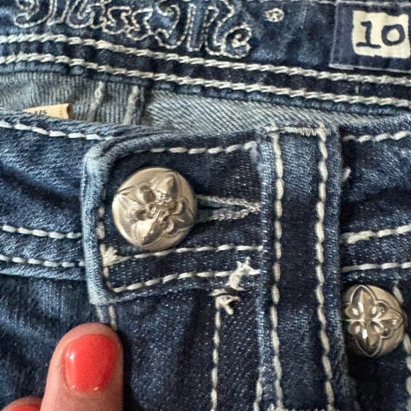 Girls Miss Me Jeans Shorts Rhinestone Angel Wings shorts SZ Kids 10 - Picture 2 of 14